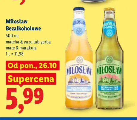 Piwo bezalkoholowe Miłosław yerba mate & marakuja promocja w Lidl