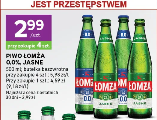 Piwo Łomża 0,0% Jasne promocja w Stokrotka