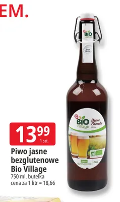 Piwo jasne bezglutenowe Bio Village promocja w Leclerc