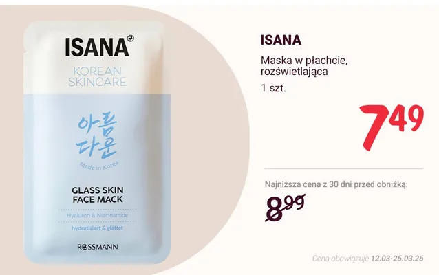 Maska w płachcie, rozświetlająca promocja w Rossmann