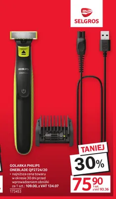 Golarka Philips OneBlade QP2724/20 promocja w Selgros