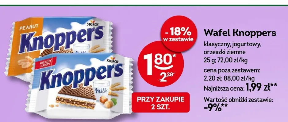 Wafel Knoppers klasyczny promocja w Żabka