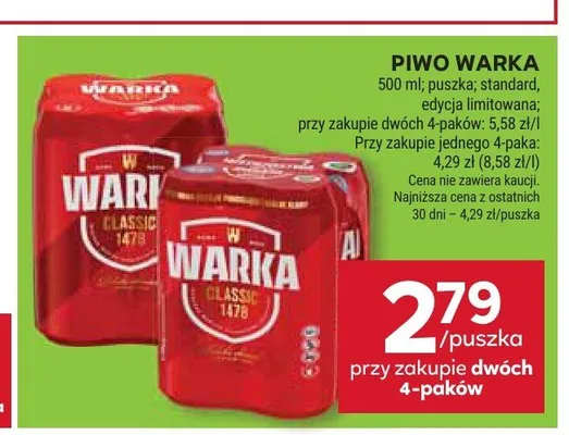 Piwo Warka Classic promocja w Stokrotka
