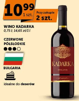 Wino KADARKA czerwone półsłodkie promocja w ABC