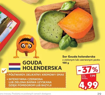 Ser Gouda holenderska z zielonym pesto promocja w Kaufland