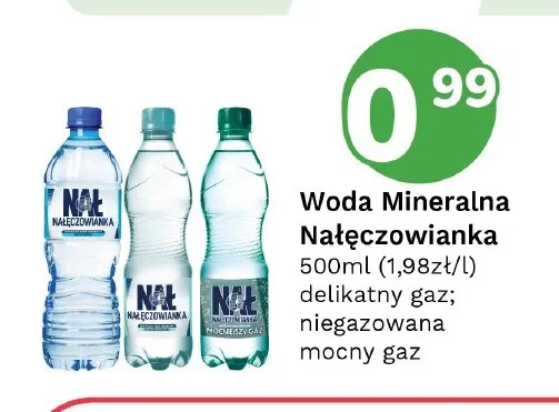 Woda mineralna gazowana Nałęczowianka delikatny gaz promocja w Limonka