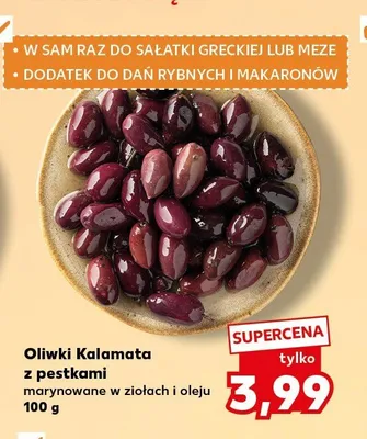 Oliwki Kalamata z pestkami marynowane w ziołach i oleju promocja w Kaufland