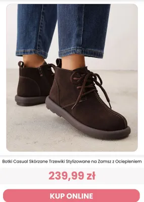Botki casual skórzane trzewiki stylizowane na zamsz z ociepleniem Renee promocja w Renee