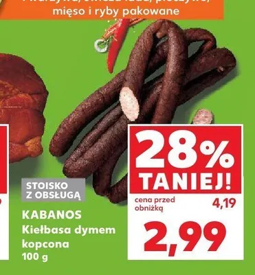 Kiełbasa dymem kopcona Kabanos promocja w Kaufland