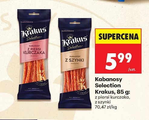 Kabanosy Selection z piersi kurczaka Krakus promocja w Biedronka