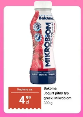 Jogurt pitny typ grecki Mikrobiom Bakoma promocja w Dino