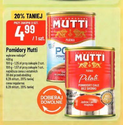 Pomidory całe bez skórki Mutti Pelati promocja w POLOmarket