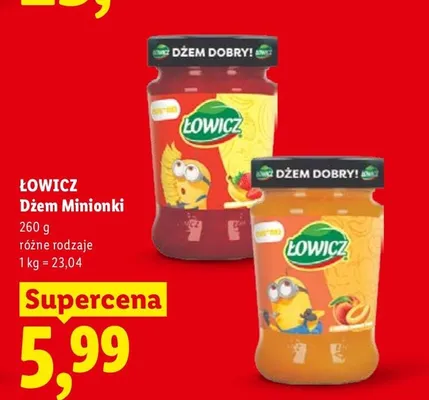 Dżem Łowicz Minionki brzoskwiniowy promocja w Lidl