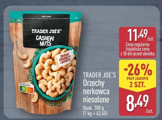 Orzechy nerkowca niesolone promocja w Aldi