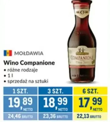 Wino Companione różne rodzaje promocja w Makro