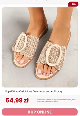 Klapki Vices Ozdobione Geometryczną Aplikacją promocja w Renee