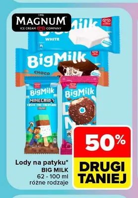 Lody na patyku Big Milk promocja w Carrefour