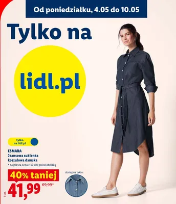 Jeansowa sukienka koszulowa damska Esmara promocja w Lidl