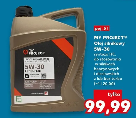 Olej silnikowy 5W-30 synteza HC promocja w Kaufland