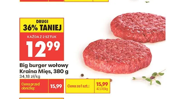 Big burger wołowy Kraina Mięs promocja w Biedronka