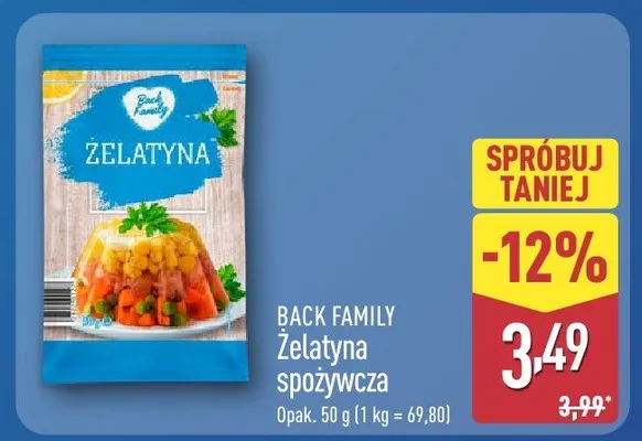 Żelatyna spożywcza Back Family promocja w Aldi