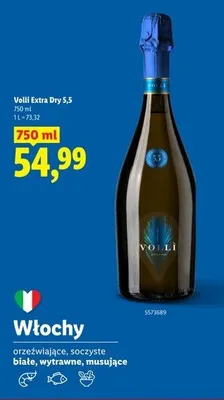 Wino musujące Volli Extra Dry 5,5 promocja w Lidl