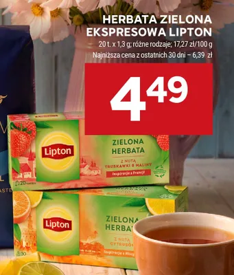 Herbata zielona ekspresowa Lipton z nutą cytrusów promocja w Stokrotka
