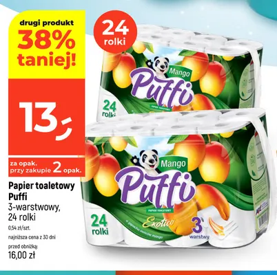 Papier toaletowy Puffi 3-warstwowy promocja w Dealz