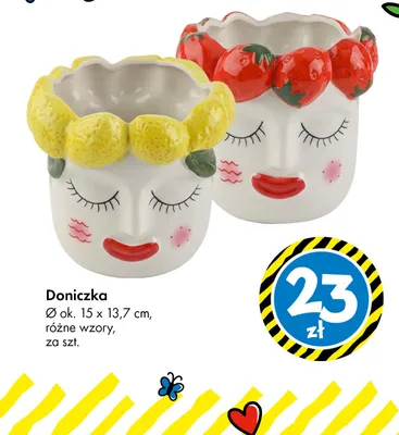 Doniczka z różnymi wzorami truskawki promocja w Tedi