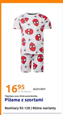Piżama z szortami Spider-Man promocja w Action