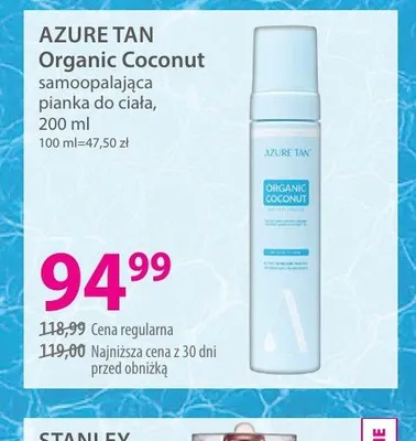 Samoopalająca pianka do ciała AZURE TAN Organic Coconut promocja w Hebe
