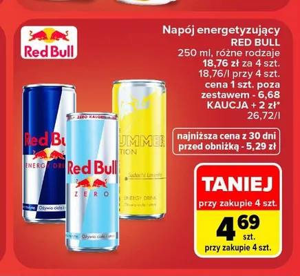 Napój energetyzujący Red Bull Zero promocja w Carrefour