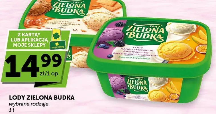 Lody Zielona Budka o smaku ciasteczkowym promocja w Euro Sklep