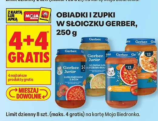 Obiadki i zupki w słoiczku Gerber 250g promocja w Biedronka