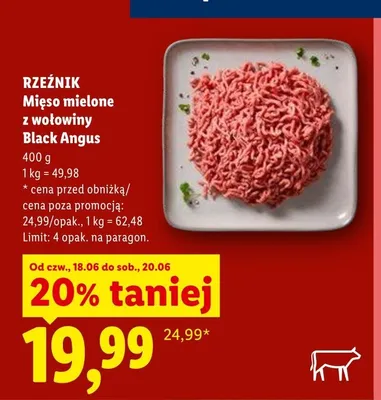 Mięso mielone z wołowiny Black Angus Rzeźnik promocja w Lidl