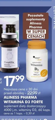 Suplement diety Witamina D3 Forte Aliness Pharma promocja w Super-Pharm