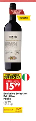 Wino czerwone Exclusive Selection Primitivo Puglia promocja w Biedronka