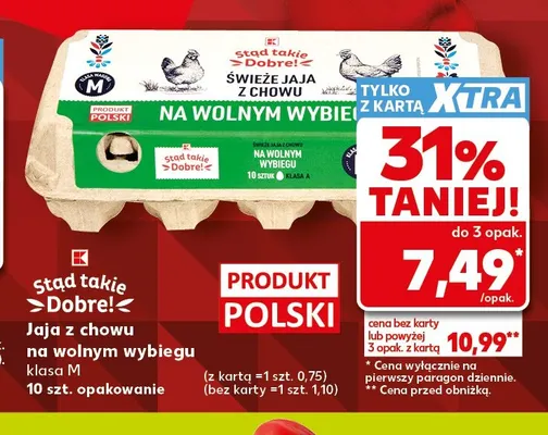 Jajka kurze z chowu na wolnym wybiegu Stąd takie Dobre! promocja w Kaufland
