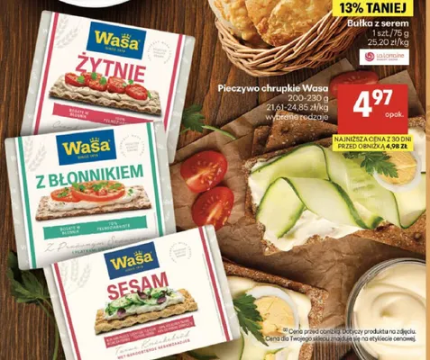 Pieczywo chrupkie z błonnikiem Wasa promocja w Delikatesy Centrum
