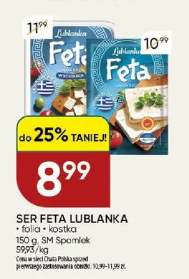 Ser Feta Lublanka folia promocja w Chata Polska