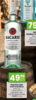 Rum Bacardi Carta Blanca 37,5% vol. promocja w Twój Market