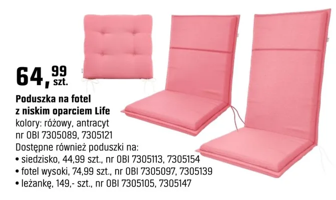 Poduszka na fotel z niskim oparciem Life promocja w OBI