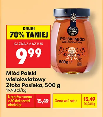 Miód wielokwiatowy polski Złota Pasieka promocja w Biedronka