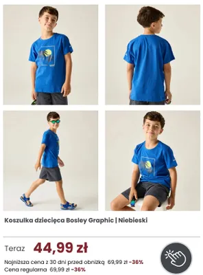 Koszulka dziecięca Regatta Great Outdoors Bosley Graphic Niebieski promocja w Regatta
