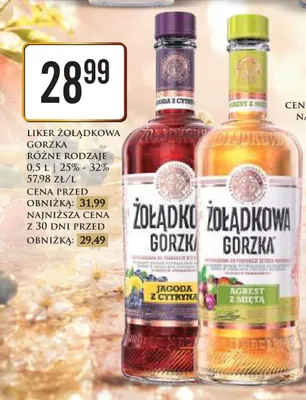 Likier Żołądkowa Gorzka Jagoda z Cytryną promocja w Dino