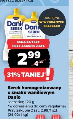 Serek homogenizowany o smaku waniliowym Danio promocja w Netto