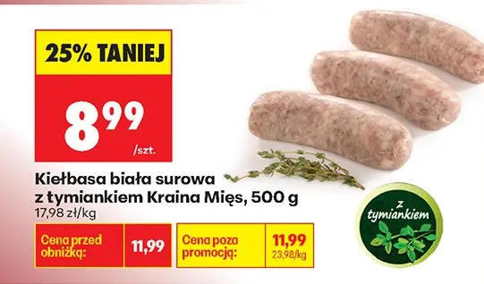 Kiełbasa biała surowa z tymiankiem promocja w Biedronka