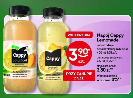 Napój Cappy Lemonade Botanical promocja w Żabka