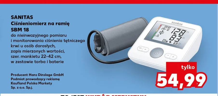 Ciśnieniomierz na ramię Sanitas Sbm 18 promocja w Kaufland