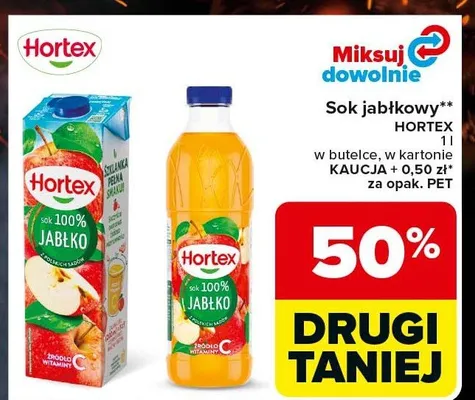Sok jabłkowy Hortex w butelce promocja w Carrefour Market